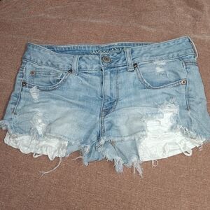 Light Blue Distressed Denim Shorts